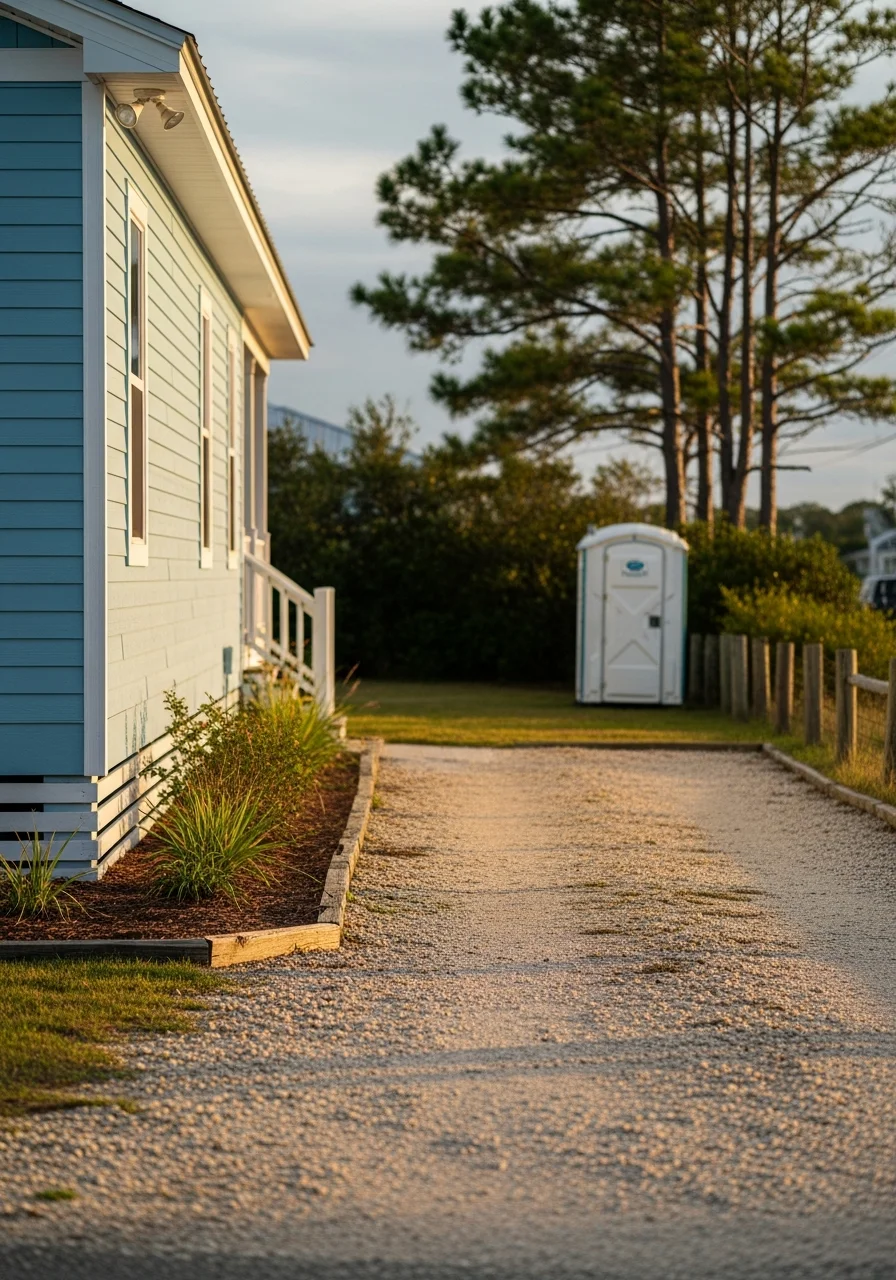 Skilled tradesperson working on coastal-property maintenance in Brunswick County residential community.